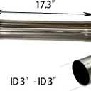 3" ID to 3" ID Tailpipe Extension, 17.3" Stainless Steel 304 Exhaust Pipe with Universal Connector Adapter, Exhaust Extension Tube for Cars, Trucks, SUVs, Motorcycles (3"ID to 3"ID, 17.3 inch)