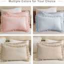 QSH Light Blue Ruffled Pillow Shams Queen Size Set of 2, Shabby Farmhouse Pillow Cases 20"x30", Boho Chic Bedding Pillow Covers Queen Ultra Soft and Breathable Microfiber Pillow Sham