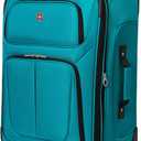 SwissGear Sion Softside Expandable Luggage, Teal, Checked-Medium 25-Inch