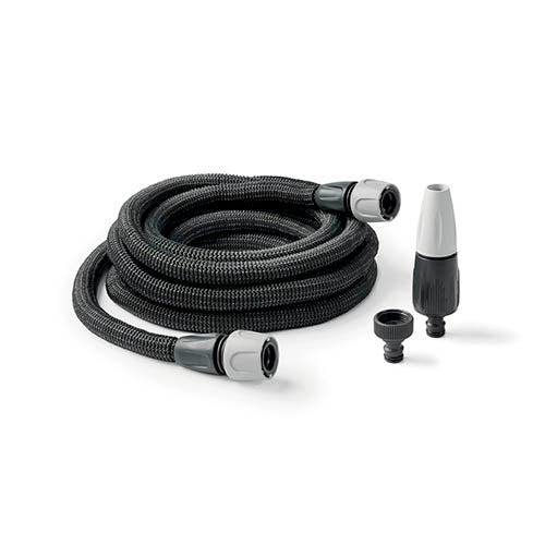 G.F. SRL Aquapop Grey Easy 50 ft Self-Expandable Fabric Hose Made in Italy with Mini Lance and Fittings for Irrigating Gardens and Balconies, Dark Grey