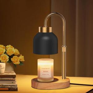 Candle Warmer Lamp with Timer and Dimmer and 2 Bulbs, Height and Brightness Adjustable, Black Electric Wax Warmer for Women Mom, Best Birthday and House Warming Gift New Home Decor