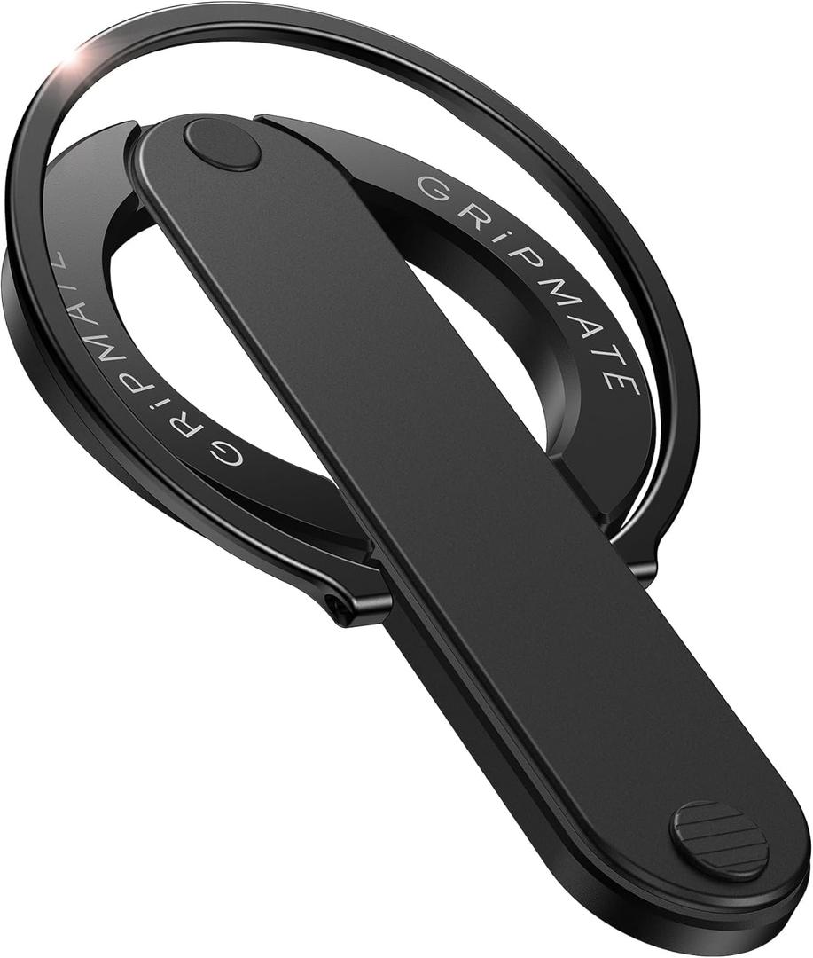 GripMate 2nd Magnetic Phone Ring Holder for MagSafe, Removable Finger Loop Phone Ring Grip, Two-Sided Magnet, Vertical & Horizontal Kickstand, Compatible with iPhone 17 Pro Max 16 15 14 13 12 (Balck)
