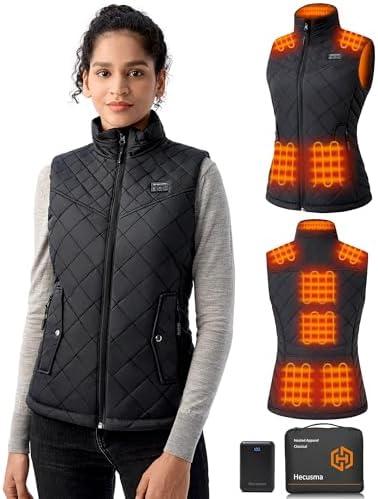 Quilted Heated Vest Women with Battery Pack 16000mAh 7.4V, Warming Heated Vests for Women, Smart Women's Heating Vest, S, Black