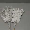 Giegxin 90 Pcs 3 Kinds Mixed Eucalyptus Leaves Stems Bulk Artificial Silver Dollar Leaves Picks Dried Eucalyptus Bundle Faux Spray for Wedding Vase Bouquet Floral Arrangement (White)