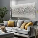 SDYA White Flowers Canvas Art Hanging Decor Botanical Wall Decoration for Living Room Bedroom Oil Painting Contemporary Artwork for office 24x48 Inch