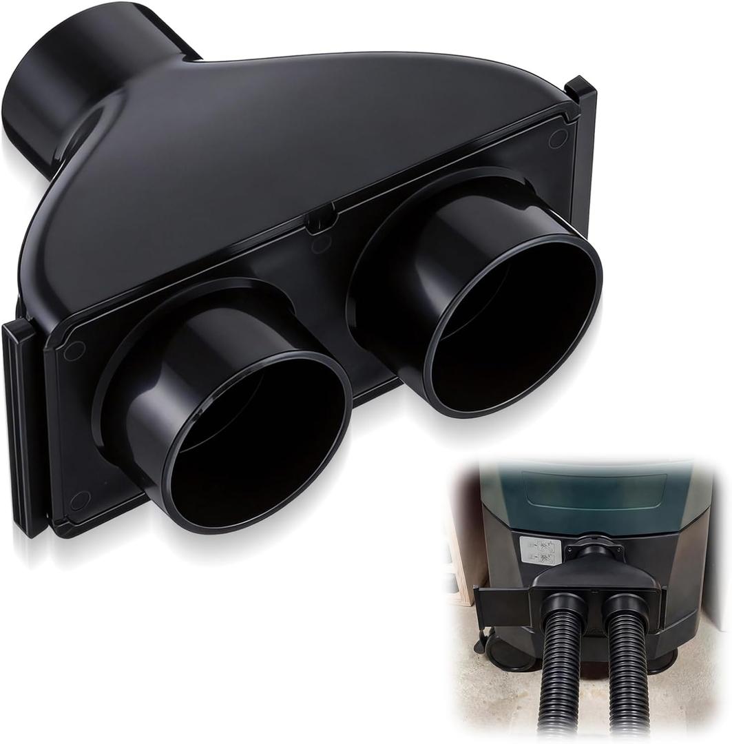 2.5" ABS Vacuum Y Connector Splitter with Individual Blast Gates ABS Dual Hose Dust Collection Adapter Compatible with 2.5" Splitter Hose Setups and Rigid Vacuum Attachment