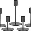 Smtyle Original Design Black Candle Holders for Candle Sticks, Set of 5 Metal Taper Candle Holders Heavyweight Rustic Centerpieces for Tables, Dining, Fireplace, and Mantel Decor