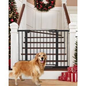Cumbor 29.7-46" Baby Gate for Stairs, Toddler Safety Essentials for The House, Auto Close Dog Gate for Doorways, Mom's Choice Awards Winner-Easy Install Pressure Mounted Pet Gates for Dogs, Black