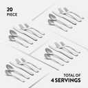 FineDine 20-Piece Stainless Steel Silverware Set - Kitchen Utensils Set Serving For 4, Cutlery Set - Flatware Set Includes Spoons, Forks & Knifes - Dishwasher Safe Stainless Steel Utensils Set
