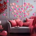200 Pcs Heart Wall Decoration 3D Heart Stickers Glitter Paper Wall Decal for Office Bedroom Bathroom Wedding Anniversary Home Decor 4 Different Sizes(Pink and Rose Gold)