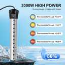 B013 Immersion Water Heater,2000W Portable Hot Water Heater with Digital LCD Thermometer,Bucket Heater with 304 SS Guard,Fast Heating Small Pools, Bathtubs,Buckets,Tanks