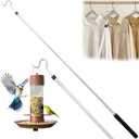 Frebuta Clothing Hook Pole,51 Inch Closet Pole Reach with Hook Stainless Steel Sponge Handle Length Clothes Hook Pole Get Clothes From High Places Be Used Shutters Ceiling