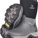 Trudave Rubber Rain Boots for Women, Neoprene Insulated Mud Work Boots, Anti-slip Breathable Mid-calf Womens Waterproof Boots for Garden, Water Fishing, Size: 11 (Black)