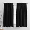PONY DANCE Bedroom Drapes Set - Blackout Curtains All Season Solid Rod Pocket Top Curtain Panels/Thermal Insulated Draperies Window Treatments, W 42 by L 63 inches, Black, 1 Pair (42"W x 63"L (Pack of 2))