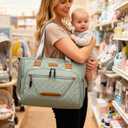 FHELAD Diaper Bag Tote, Large Tote Diaper Bag with 16" Laptop Compartment, Baby Bag with Insulated Pocket for Mam and Dad, Ideal for Travel, Work (Morandi Grey)