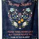 BeneCharm Sister Gifts - Mother Day Valentine's Birthday Blanket, Unique Get Well Inspirational Encouragement Gifts for Sister - Motivational Flannel Blanket 60 X 50