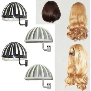 Plastic Wig Head Holders & Hangers  Wall Mounted Wig Stand (2 Black + 2 White) for Styling, Drying & Display