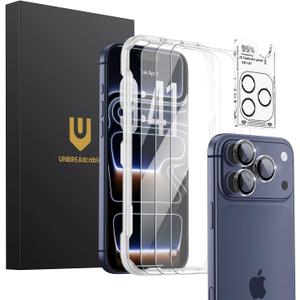UNBREAKcable iPhone 17 Pro Max Screen Protector 3-Pack, Upgraded Dual-Tempered Glass + 3 Camera Lens Protectors, Military-Grade 9H Hardness, HD Clarity, Anti-Fingerprint, Case Friendly, 6.9 Inch