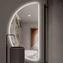 Half Moon LED Mirror for Bathroom,3-Color Dimmable Smart Vanity Mirror, Frameless Backlit Anti-Fog Half Moon Mirrors for Wall(Left Semicircle, 16 * 31in/40 * 80cm)