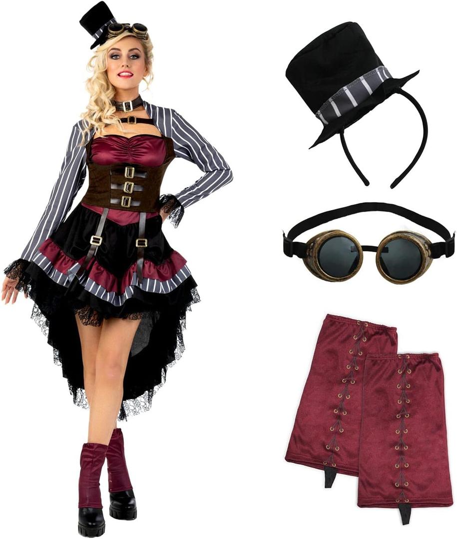 Morph, Steampunk Halloween Costumes, Victorian Steampunk Costumes for Women, Steampunk Costume Women (Large)