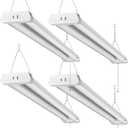 4FT Linkable LED Shop Light for Garages, 42W 4800LM 5000K Daylight White LED Ceiling Light, with Pull Chain (ON/Off), Linear Worklight Fixture, 4 Pack