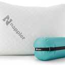 Small Shredded Memory Foam Pillow for Travel and Camping - Compressible Medium Firm Bed Pillow, Contoured Support, Breathable Cover, Machine Washable, Ideal Backpacking, Airplane and Car (White)