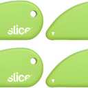 Slice 00100 Ceramic Blade Safety Cutter, Opens Clamshell Packaging, Coupon Cutter, Trim Photos, Scrapbooking, Fits Keychain, Green, Set of 4