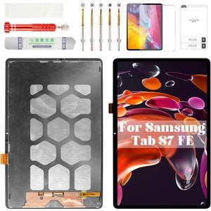 for Samsung Tab S7 FE Screen Replacement for Samsung Galaxy Tab S7 Fe LCD Digitizer Repair for Samsung SM-T733 Screen Replacement Display Touch Assembly Kits Black SM-T730 12.4"