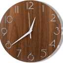 Nicunom 12 Inch Wooden Wall Clock, Cut-Out Numbers Design, Rustic Country Style Wall Clocks, Silent Non-Ticking, Decor for Home Living Room Bedroom Kitchen Office - Battery Operated