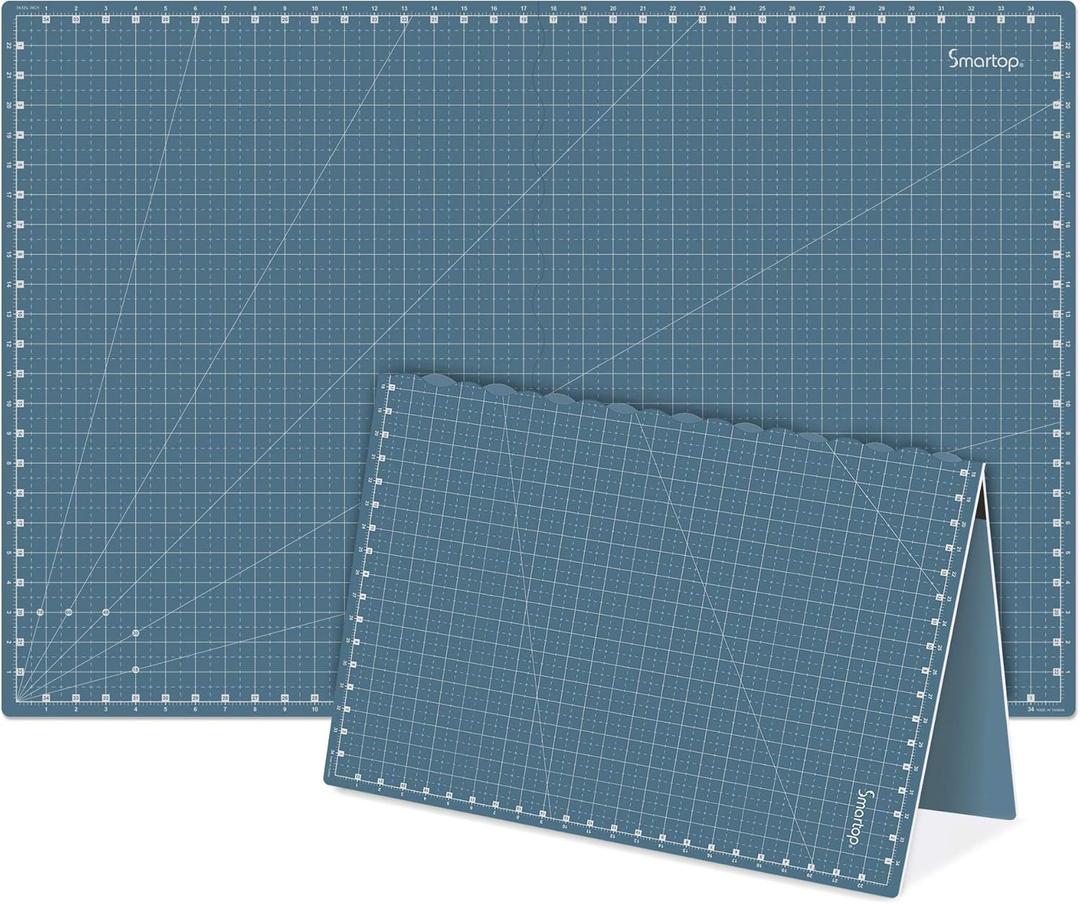 SMARTOP 18"x24" Self Healing 3 Layer Folding Cutting Mat, Non-Slip Non-Reflective, Great for Crafts, Quilting, Sewing, Scrapbooking Molandi Blue