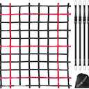 Cargo Net for Pickup Truck Bed with 4Pcs Ratchet Tie-Down Straps, 50"x66", (WLL) 1100lbs, Heavy Duty Storage Netting for Trailer's Cargo Carrier, Black and Red