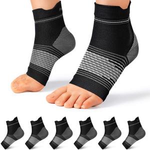 Plantar Fasciitis Sock (3 Pairs) for Men and Women, Compression Foot Sleeves with Arch and Ankle Support (Black, Medium)