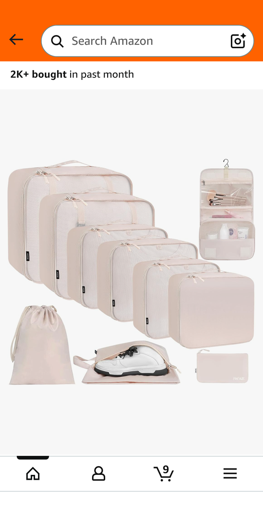 BAGAIL 8 Set Packing Cubes Various Sizes Packing Organizer for Travel Accessories Luggage Carry On Suitcase