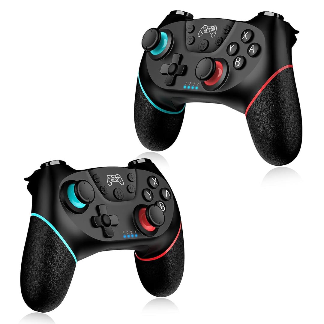VidPPluing 2 Pack Switch Controllers, Wireless Switch Pro Controller for Switch 2/Switch/Lite/OLED, Game Controller with Motion Sensor/Vibration/Turbo/Wakeup/Charging Cable (Black)