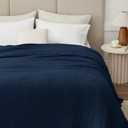 100% Cotton Muslin Blanket Queen 90" x 90", 6 Layers Breathable and Lightweight Cotton Throw Blanket for Bed, Soft Quilt Bedspread Coverlet, Gauze Blanket for Adults All Season, Navy