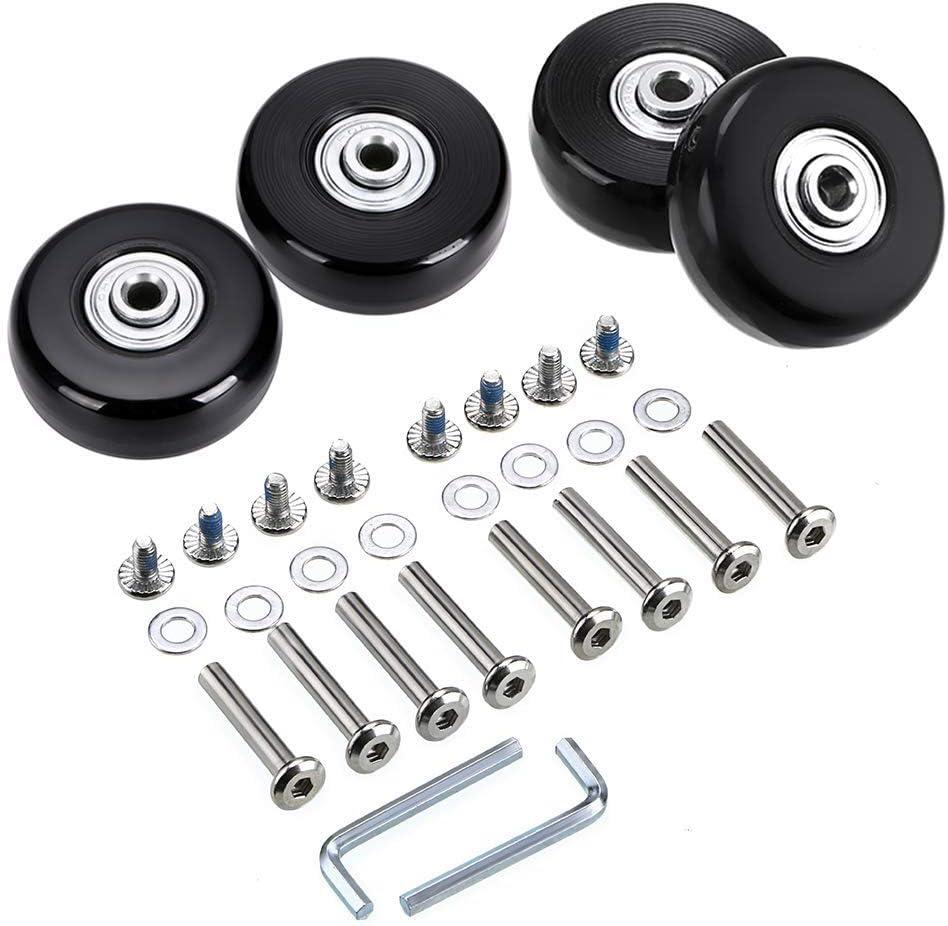 OwnMy 45mm x 18mm Luggage Suitcase Replacement Wheels, Rubber Swivel Caster Wheels Bearings Repair Kits, A Set of 4