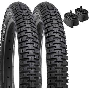 YUNSCM 2-PCS 14" /16"/18" Bike Tires 14x1.95/53-254 16x1.95/53-305 18x1.95/53-355 and Heavy Duty Bike Tubes Compatible with Kid Bike 14/16/18 x 1.95-2.0 All-Terrain Bicycle Tires and Tubes (Black)