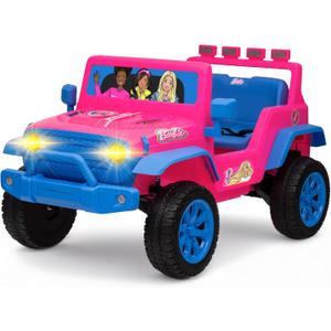 Barbie - 12V Kids Ride-On with Rechargeable Battery, LED Headlights, Press-Button Start, Durable Wheels, Forward & Reverse Drive, Contoured Seat, 21.26 inches x 37.4 inches x 10.82 inches