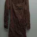 Mulisky Bodycon Dresses for Women, Square Neck Long Sleeve Slimming Fit Mini Dresses for Club Party (Medium, Brown)