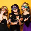 HyDren 100 Pcs White Masquerade Mask Painting Kit 60 Mardi Gras Blank Half Face Paper Masks 20 Acrylic Paint Strip 20 Brushes(Classic)