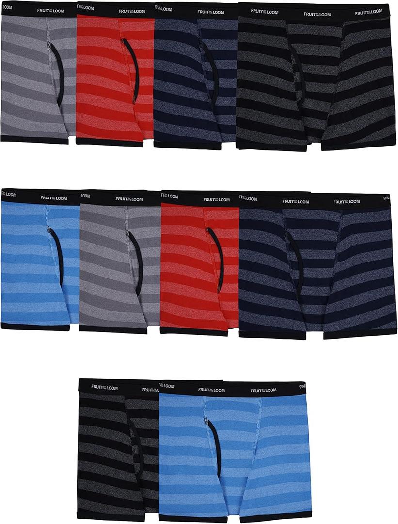 Fruit of the Loom Boys' and Toddler Boxer Briefs, Tag Free & Breathable Underwear, Assorted Color Multipacks (Large)