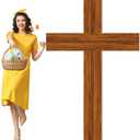 Novabright 5 ft Easter Cross Cardboard Cutout Stand up Life Size He is Risen Easter Party Decoration Jesus Christ Photo Props for Church Sunday School Communion Baptism Christian Background