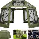 VEVOR Pop Up Gazebo Screen Tent, 13 x 13 ft Large High 13-Sided Camping Canopy Tent with Removable Top & Carry Bag, Quick Set & Bite-Proof Mesh Screen Sun Shelter for 10-12 Persons Backyard Patio