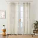Natural Pinch Pleated Curtains 96 Inches Long Set of 2, Linen Drapes Back Tab with Hooks,Light Filtering Window Curtain Panels for Living Room 70 Width 96 Length