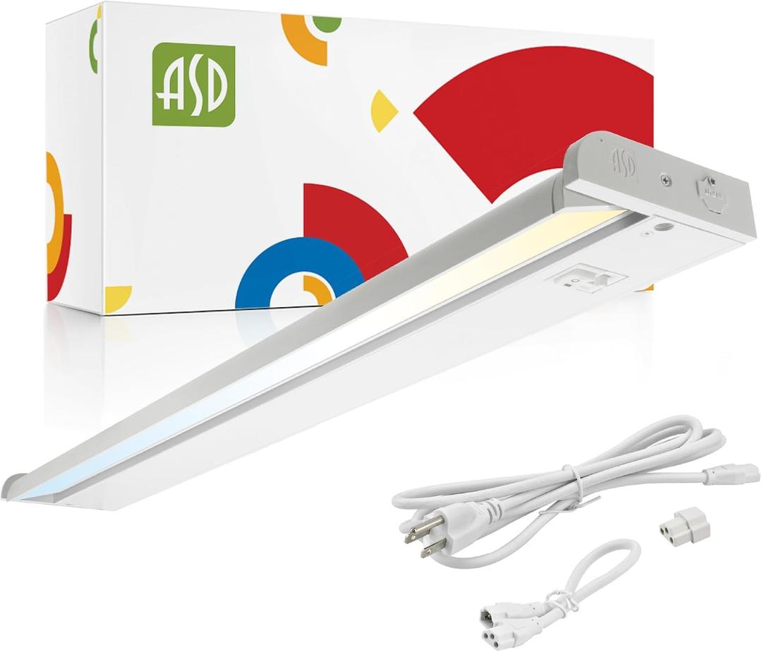 ASD Swivel LED Under Cabinet Lighting, 32 Inch 16W, Hardwired or Plug-in, 2700K/3000K/4000K, Hi/Low Switch, Rotatable Lens, Dimmable Linkable Under Counter Light for Kitchen, ETL & Energy Star