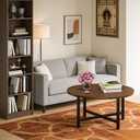 FAMIDGE Coffee Table, 23.6" Coffee Tables for Living Room, Round Coffee Table with Metal Frame, Floor Table for Sitting on The Floor, Home, Office, Dark Walnut