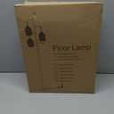 ROTTOGOON Dimmable Boho Floor Lamp - 3 Light Farmhouse Rattan Floor Lamp for Living Room, Industrial Tree Floor Lamps with 3 X 6W LED Bulbs, Rustic Standing Tall Lamp for Bedroom, 68", White