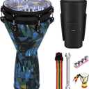 MOSEN Freestyle Mechanically Tuned 12-Inch Djembe, Carbon Fiber Hand Drum, Professional Africa Drum with drum Strap, Wrist Bells, Pendant (Starry Blue)
