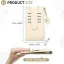 Credit Card Slim Wallet for Women and Men, PU Leather Card Holder with KeyChain Ring - 14 Slots & 1 ID Window & 1 Zipper Pocket, Beige
