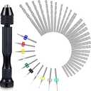 Mudder 57 Pieces Hand Drill Bits Set, 46 Pcs Pin Vise Micro Twist Drills and 10 Pcs PCB Mini Cutting Bits for Resin Polymer Clay Craft DIY Jewelry(Black)